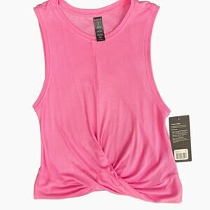 NWT Zobha Cindy Tank Twist Front Ribbed Knit Moisture Wicking Pink S Women